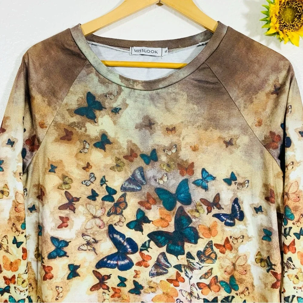 Misslook Butterfly Print Tye Dye Sweatshirt Size XL - Picture 4 of 10
